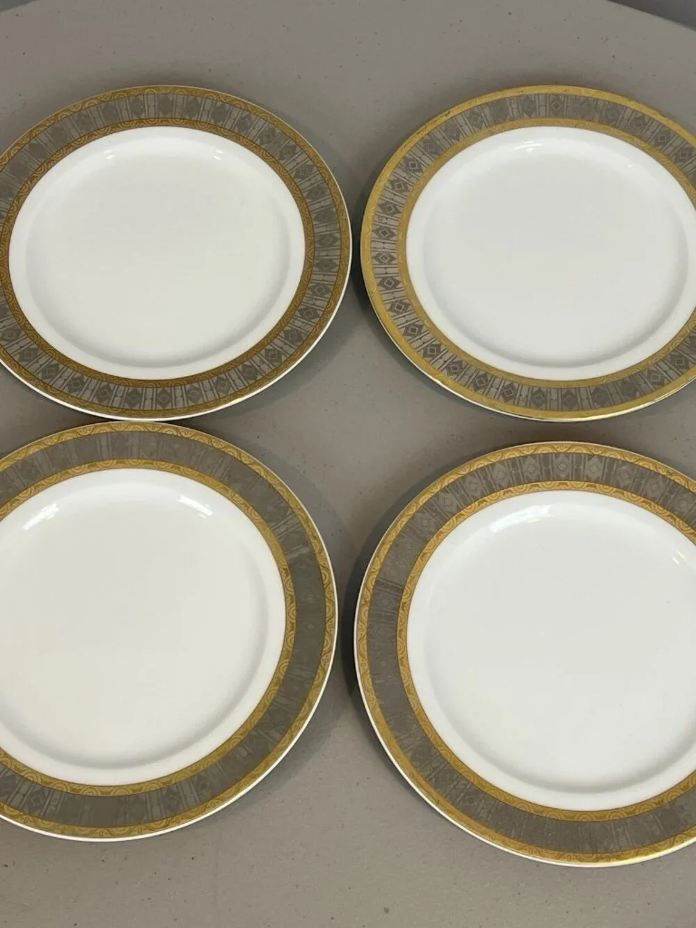 Thun Carlsbad Platinum Gold Salad Plate White Fine Porcelain Set Of‎ 4